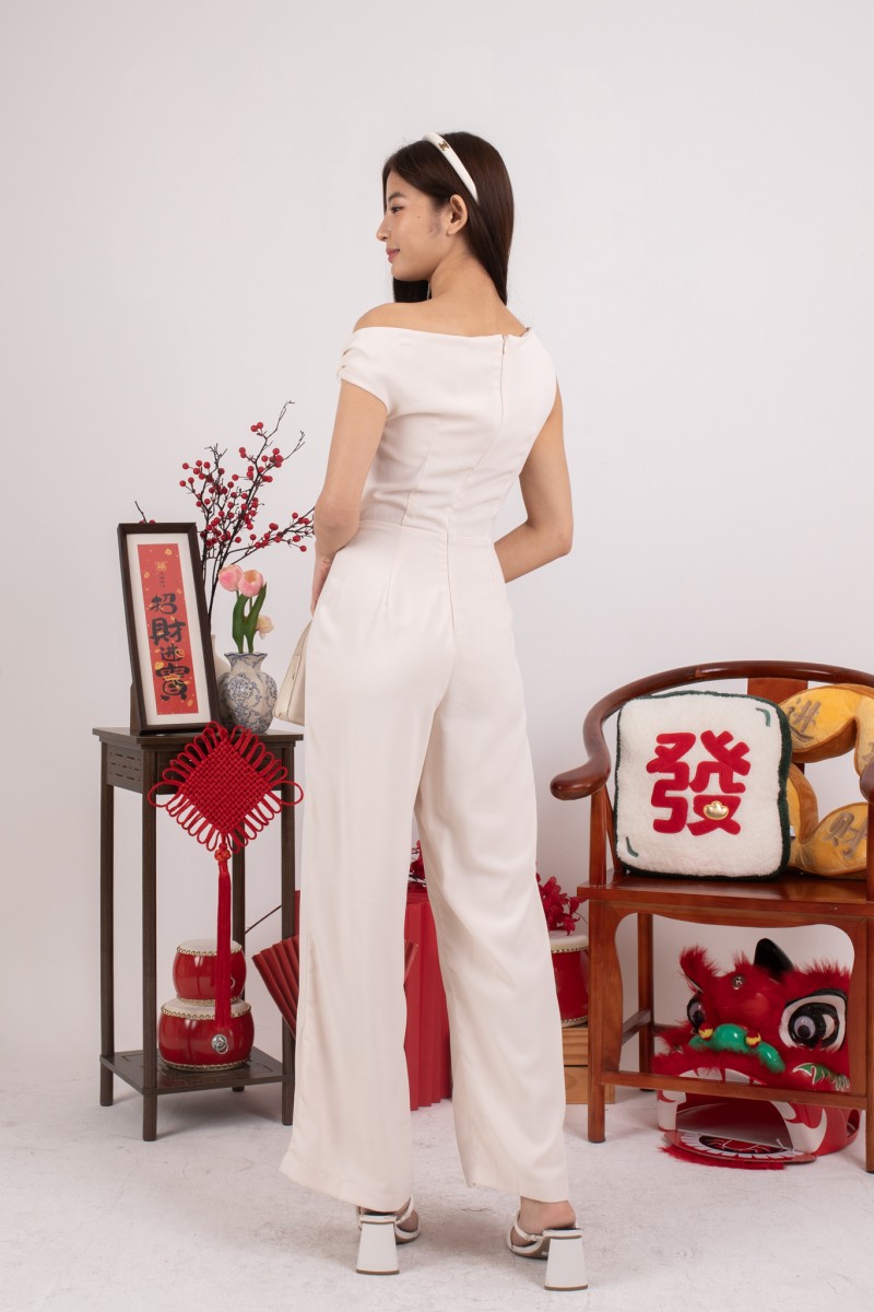 Polena Off-shoulder Jumpsuit in Cream