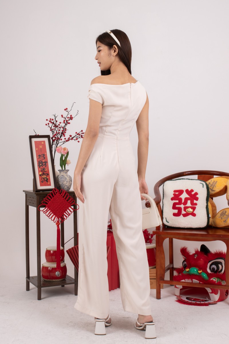 Polena Off-shoulder Jumpsuit in Cream