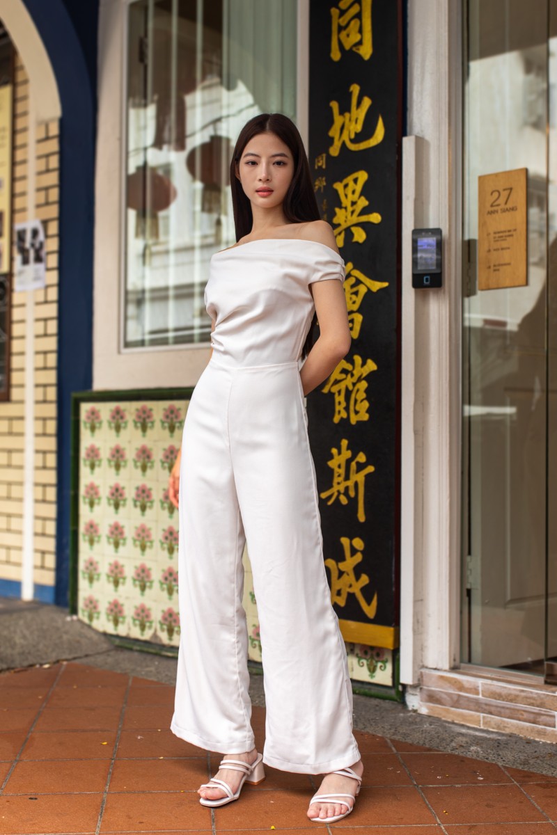 Polena Off-shoulder Jumpsuit in Cream