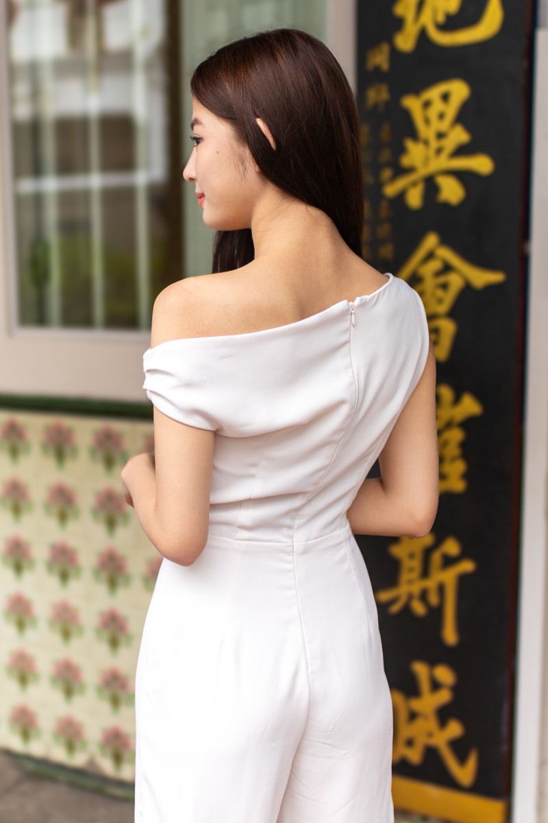 Polena Off-shoulder Jumpsuit in Cream