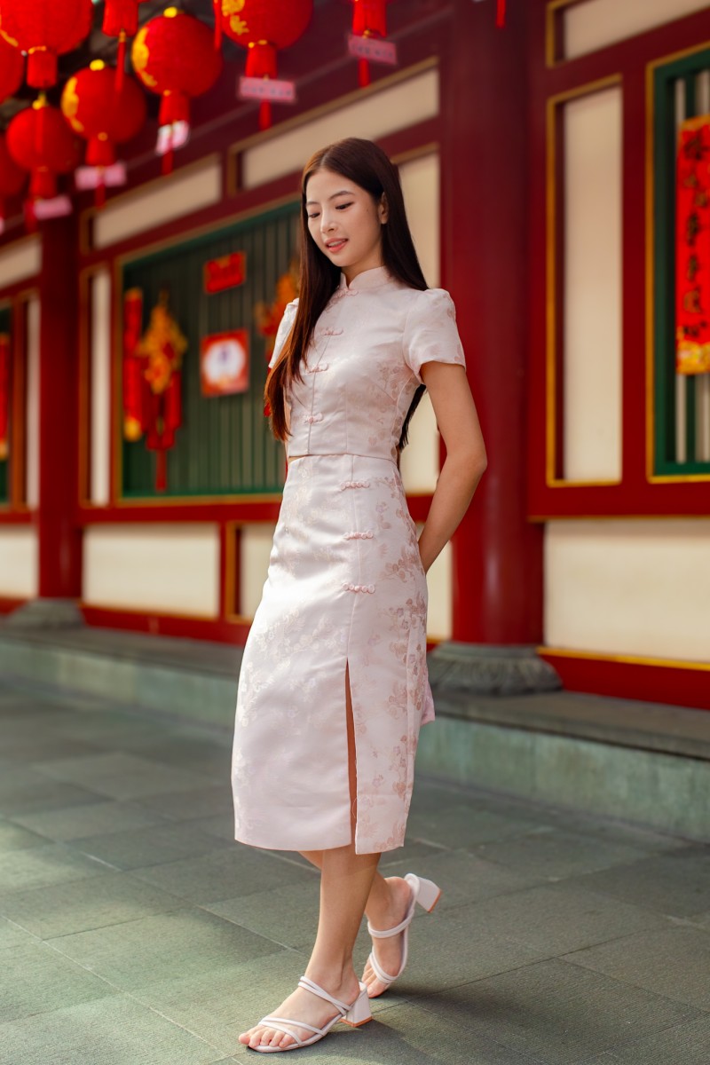 Evergold Jacquard Sleeved Top in Pink