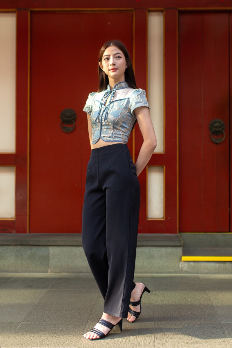 Leon Brocade Cheongsam Top in Jade
