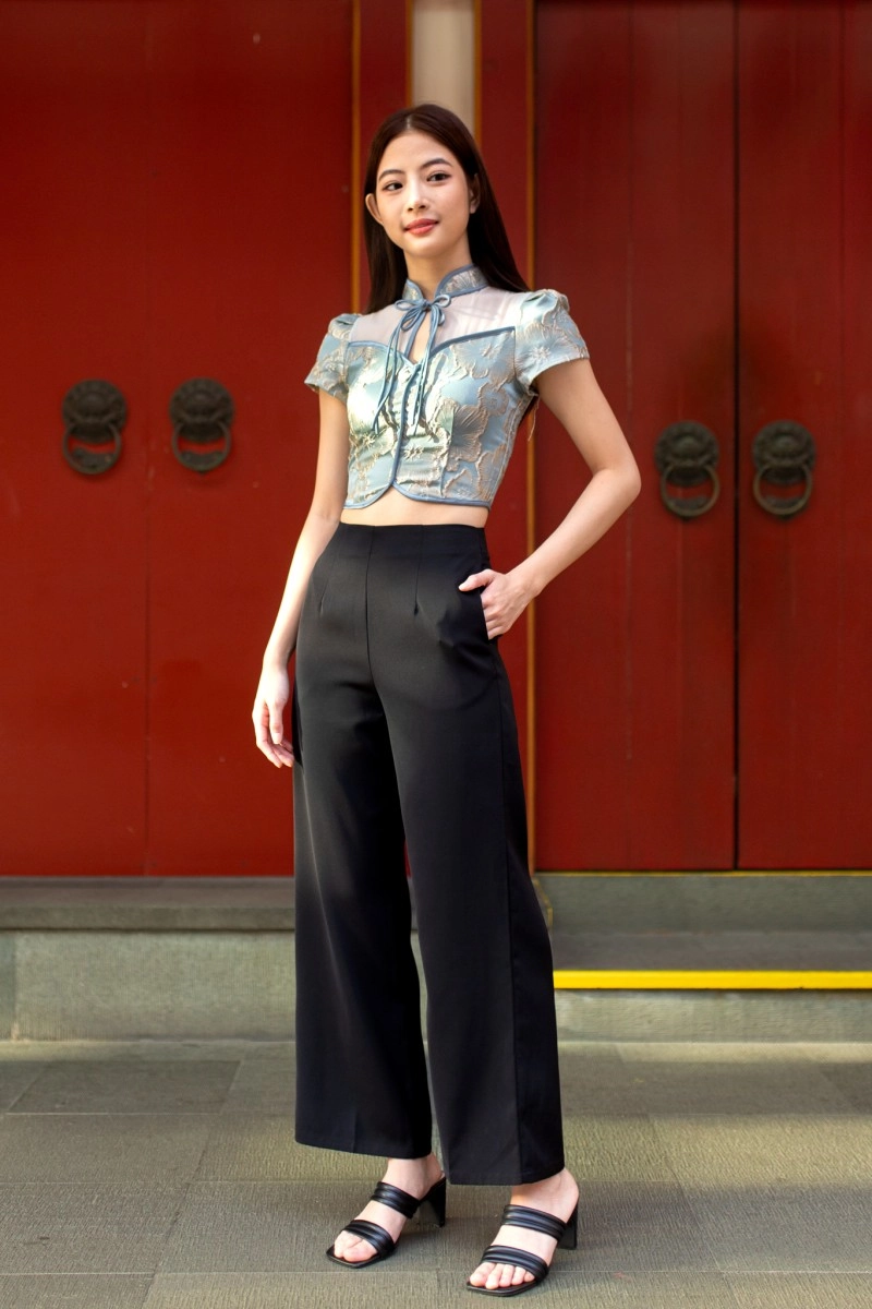 Leon Brocade Cheongsam Top in Jade