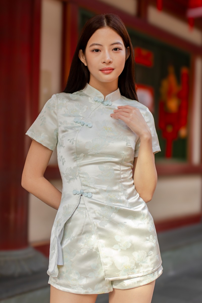 Blossom Jacquard Co-ord Set in Tiffany Blue