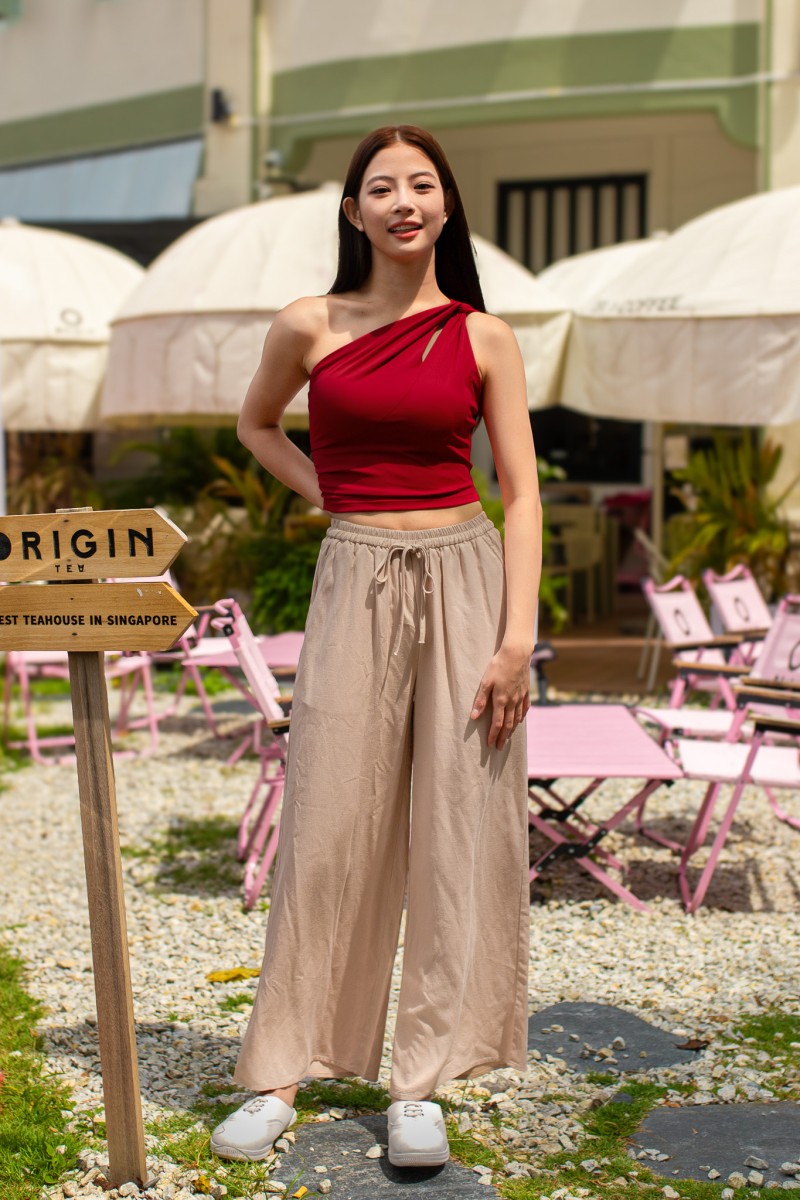 RESTOCK1: Essence Sculpted Toga Top in Red