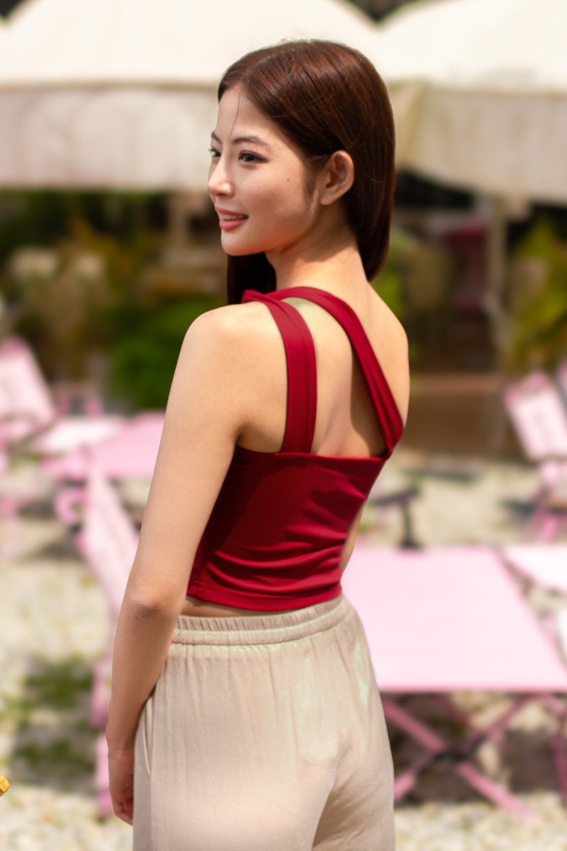 RESTOCK: Essence Sculpted Toga Top in Red