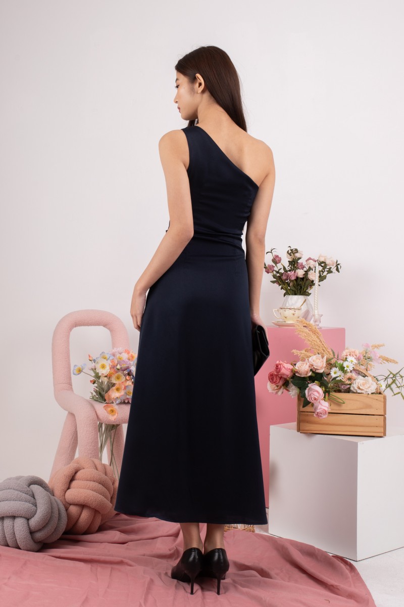 Aluna Drape Maxi Dress in Navy