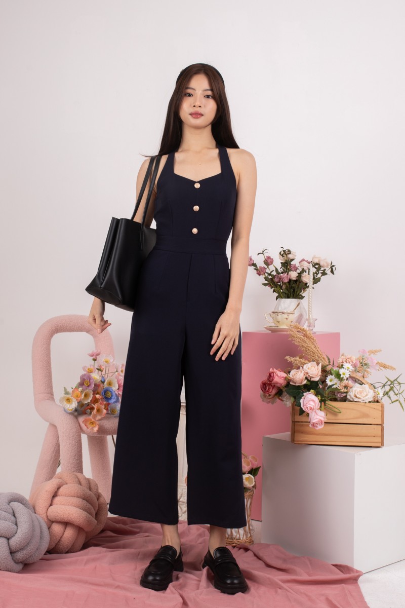 Noir Halter Jumpsuit in Navy