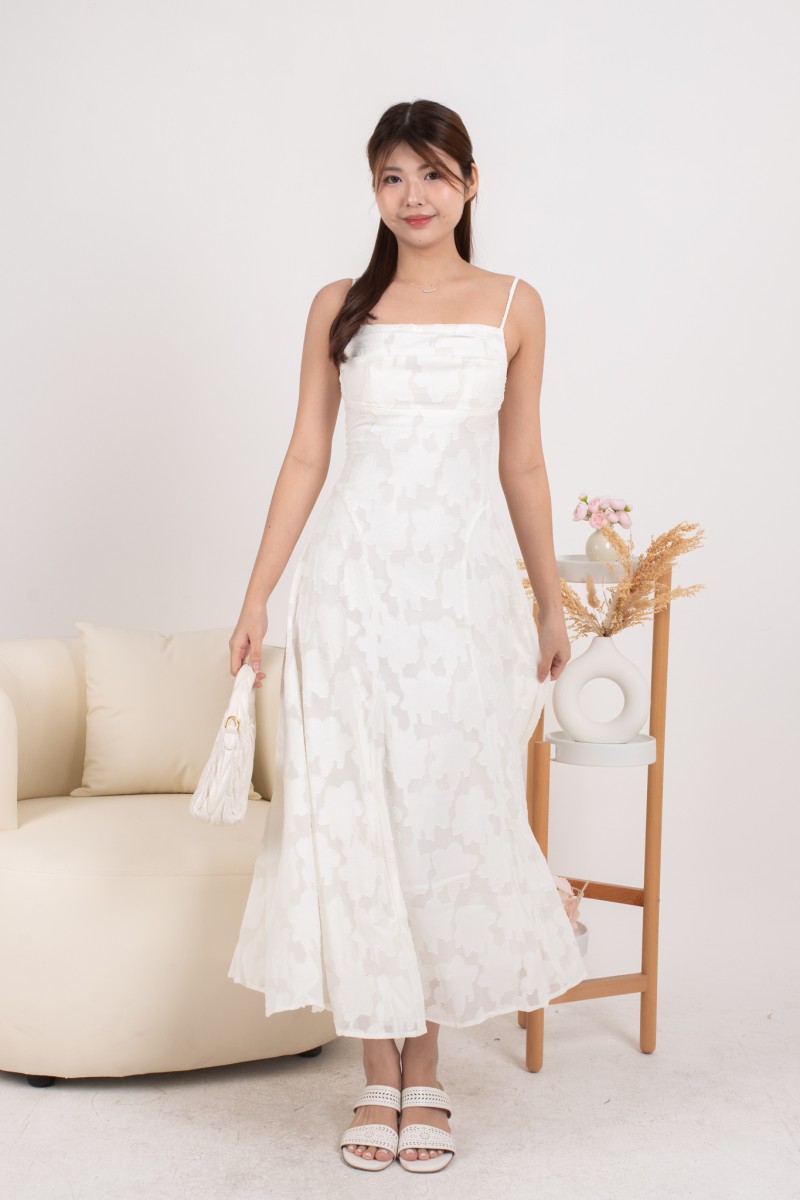 Lily Textured Floral Dress in Cream