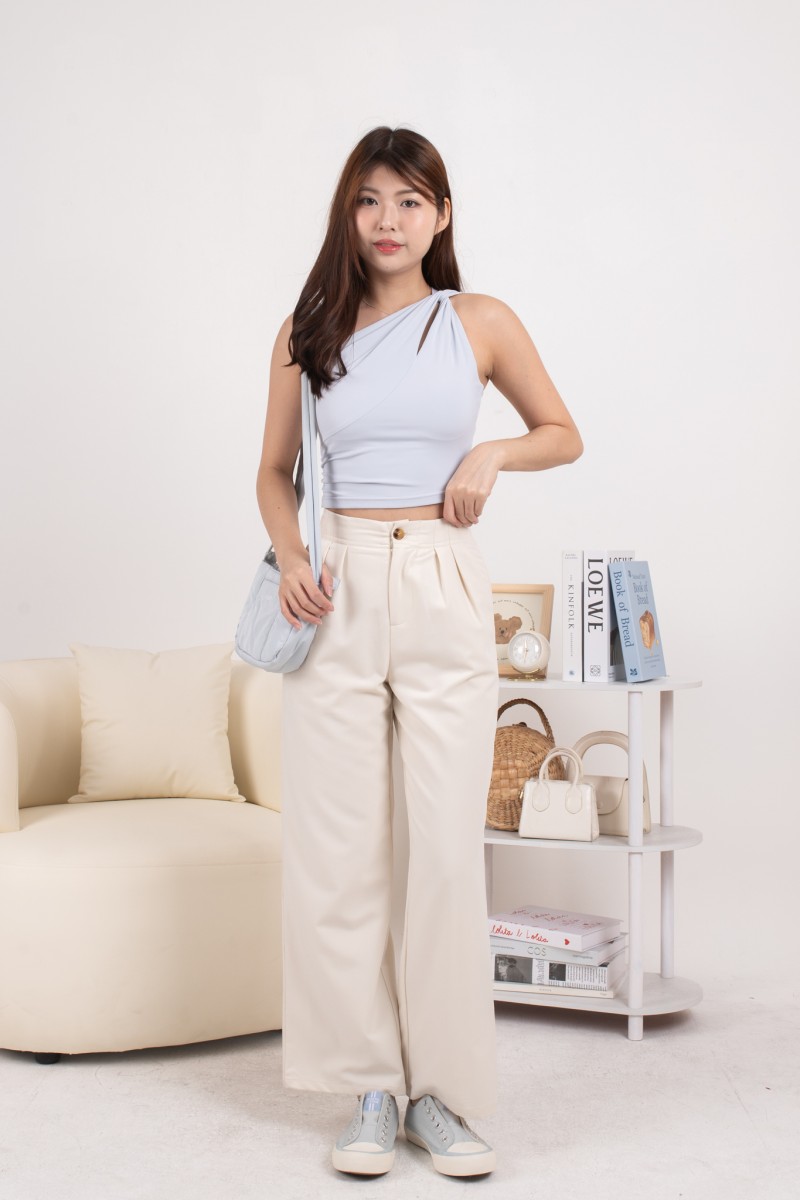 BACKORDERS: Essence Sculpted Toga Top in Blue