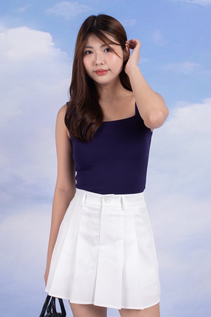 Nomad Pleated Button Mini Skorts in White