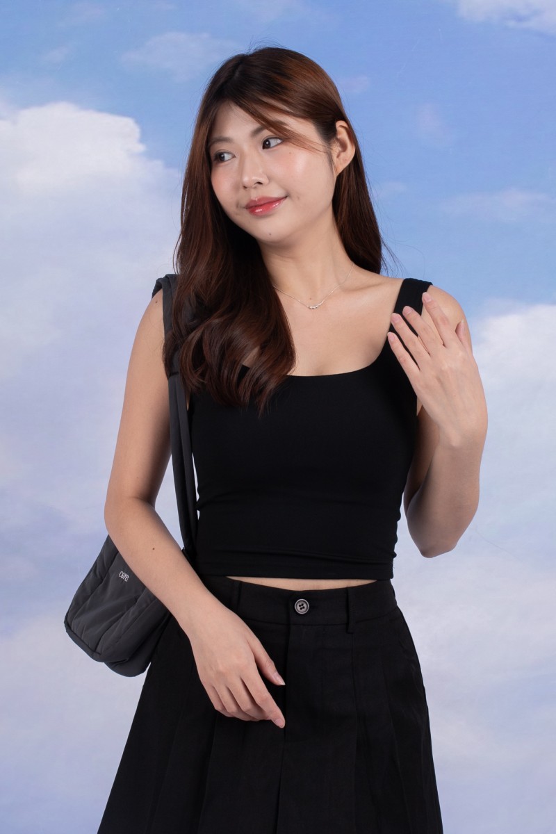 Nomad Pleated Button Mini Skorts in Black