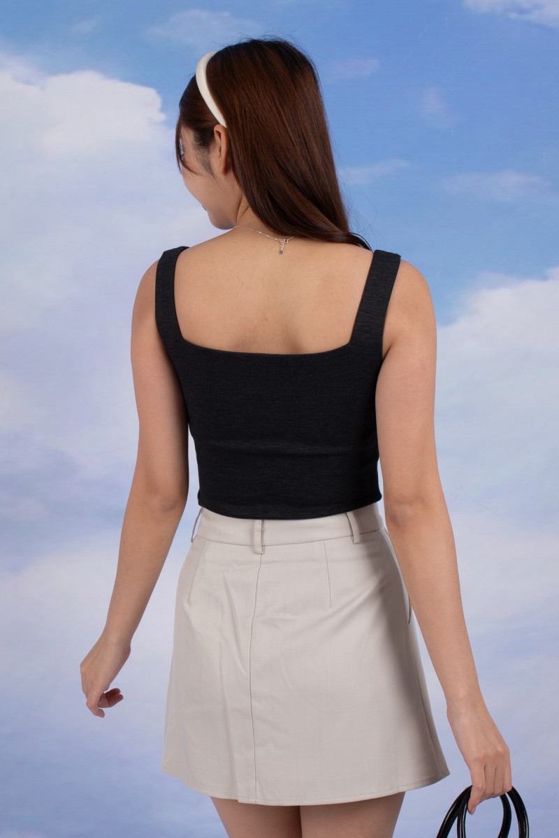 Nomad Pleated Button Mini Skorts in Taupe