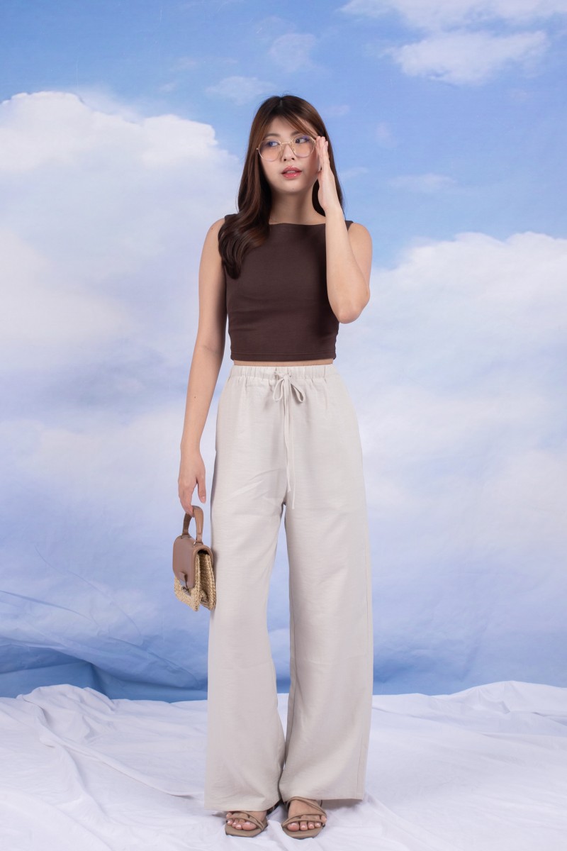 Umber Wide-Leg Pants in Cream