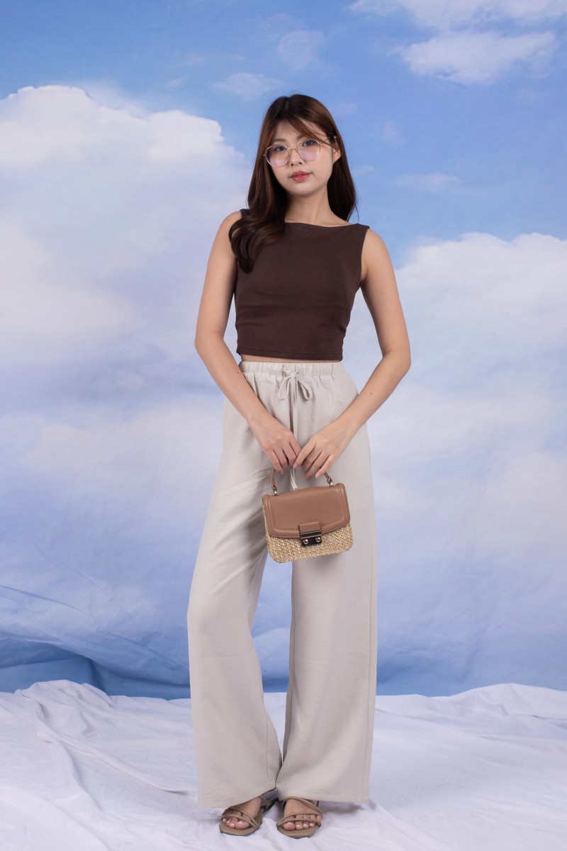 Umber Wide-Leg Pants in Cream