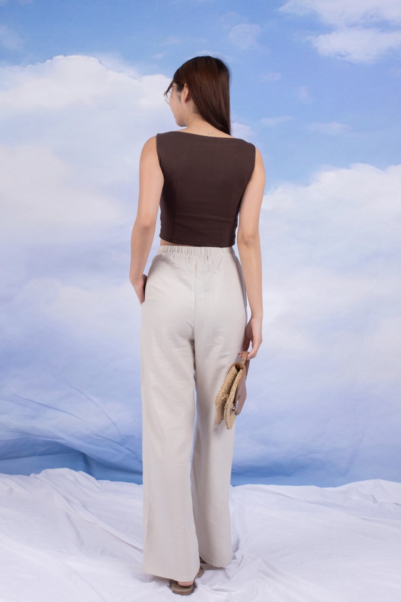 Umber Wide-Leg Pants in Cream