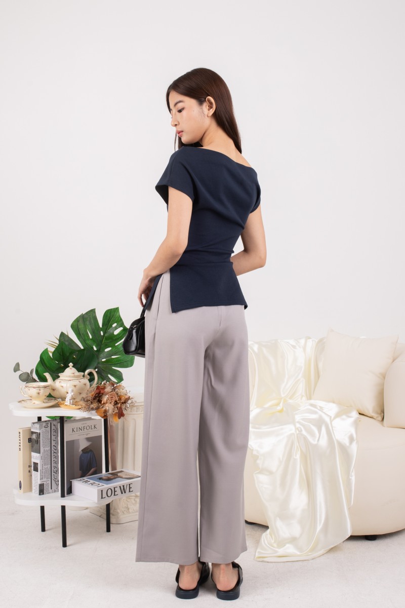 RESTOCK: Swanline Off-Shoulder Top in Navy