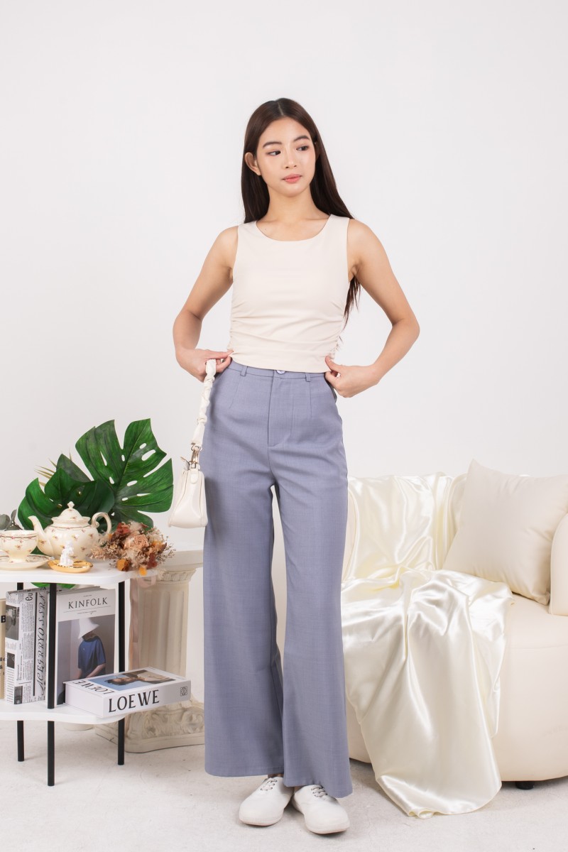 Genia Button Tailored Pants in Blue