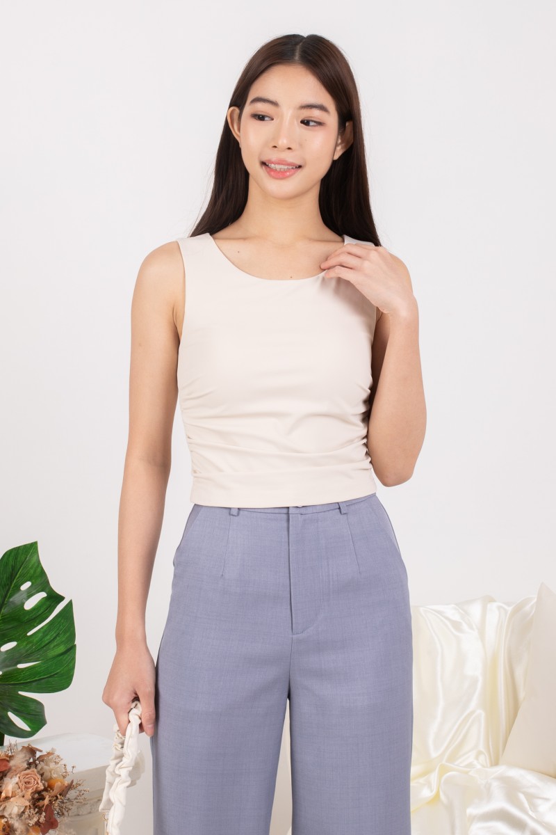 Genia Button Tailored Pants in Blue