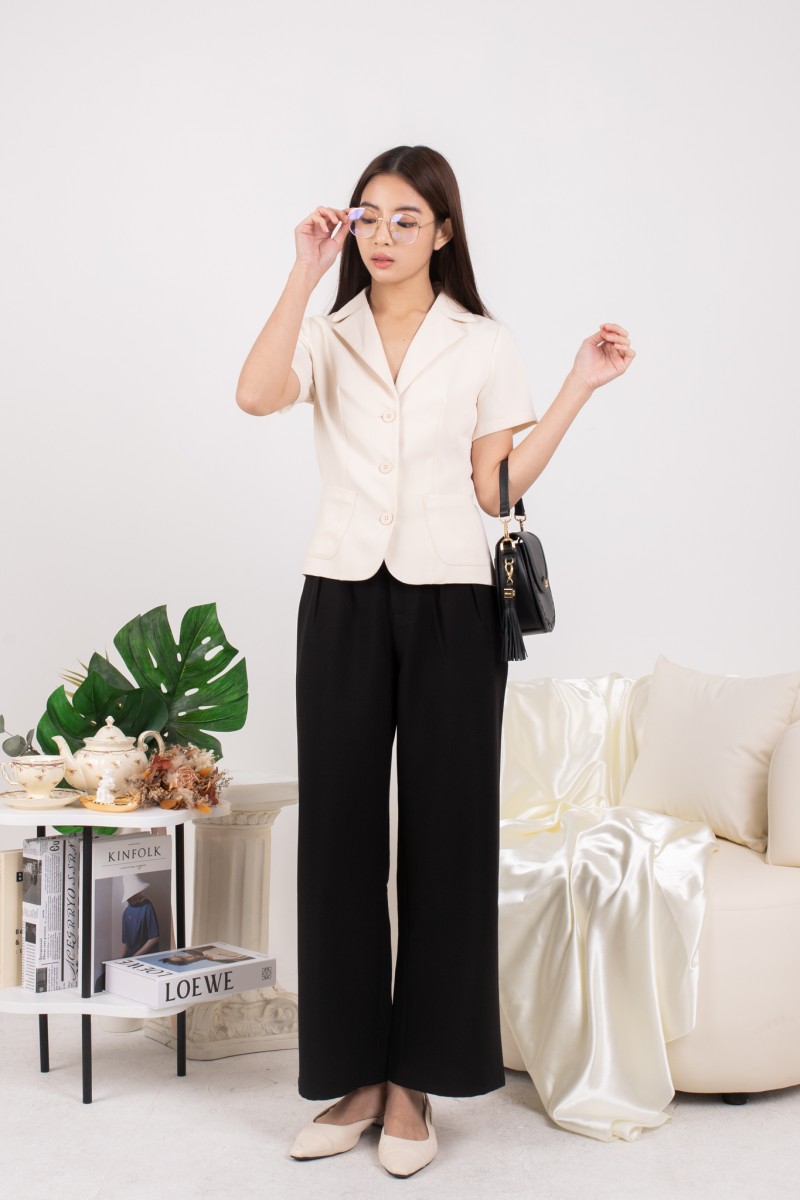 Yvaine Tailored Blazer Top in Cream