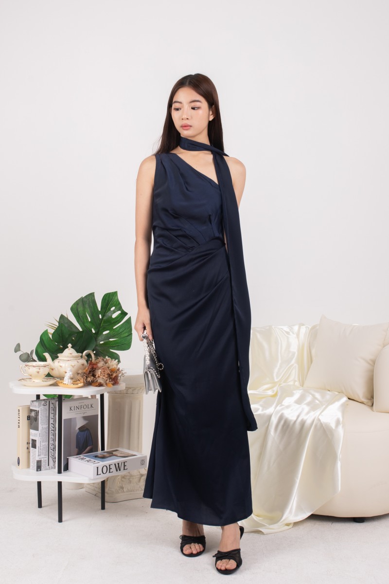 Rosavelle Drape Gown in Navy