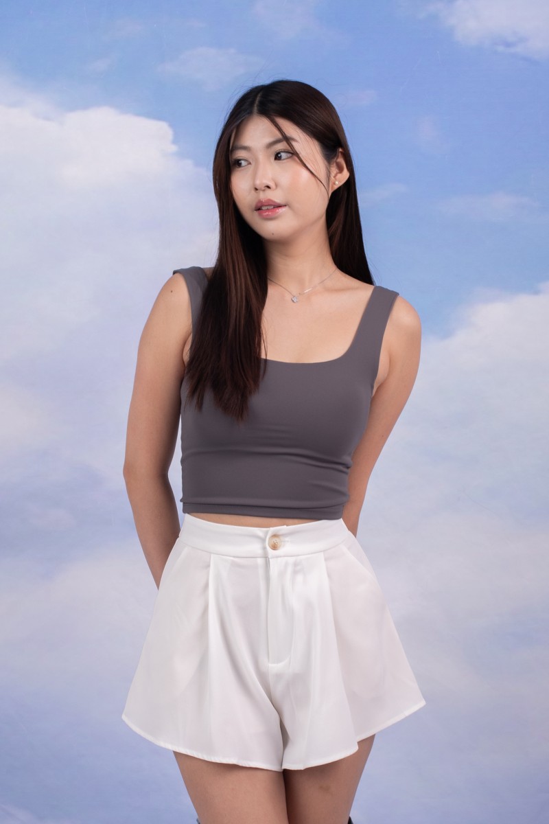 RESTOCK4: Erin Pleated Flare Shorts in White