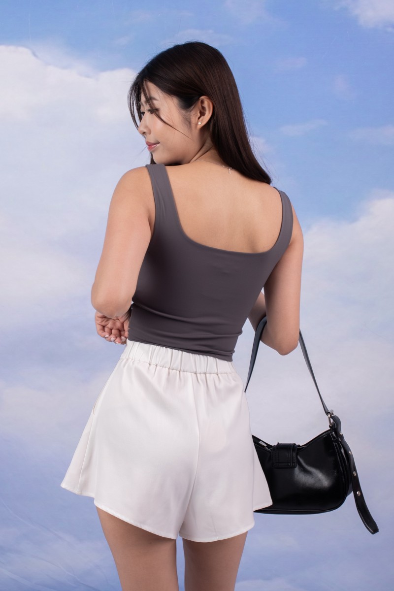 RESTOCK4: Erin Pleated Flare Shorts in White