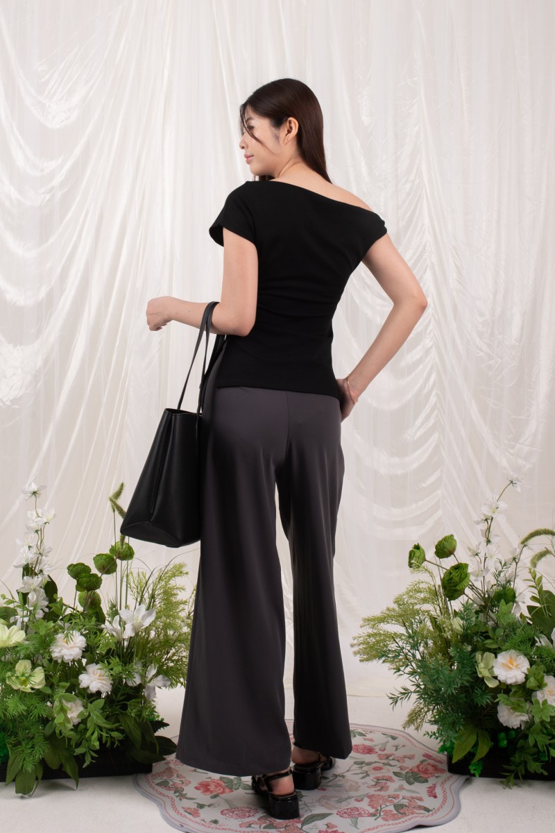 RESTOCK: Swanline Off-Shoulder Top in Black