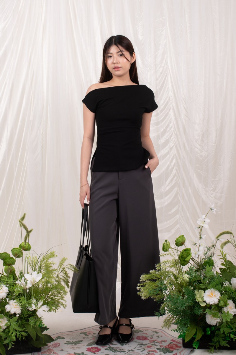 RESTOCK: Swanline Off-Shoulder Top in Black