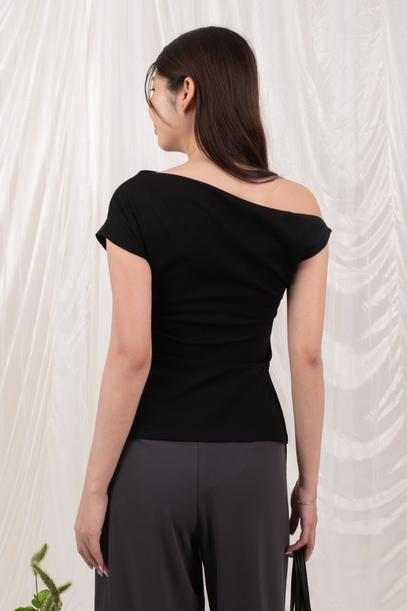 RESTOCK: Swanline Off-Shoulder Top in Black