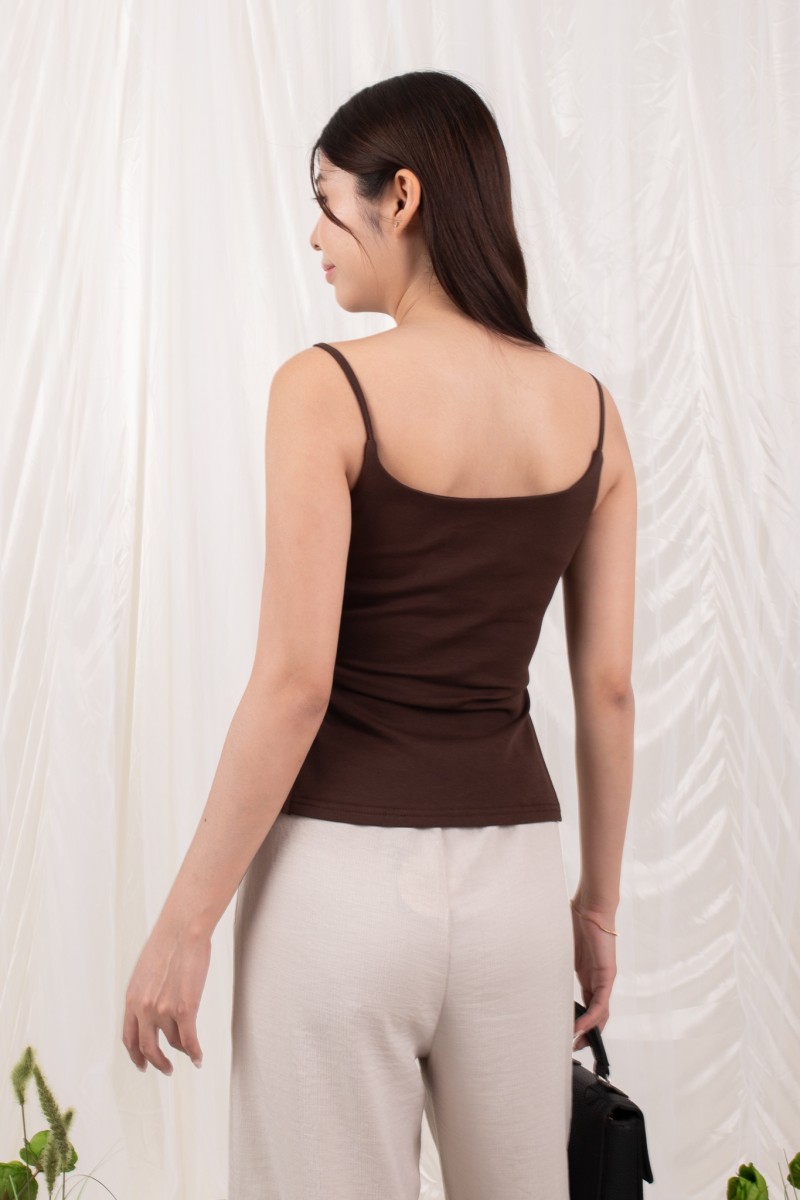 Sovern Reversible Ruched Top in Mocha