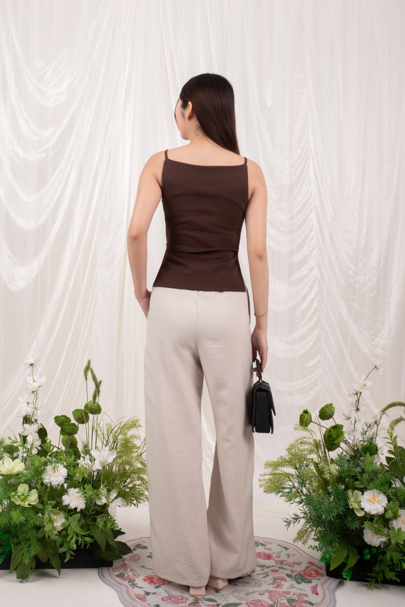 Sovern Reversible Ruched Top in Mocha