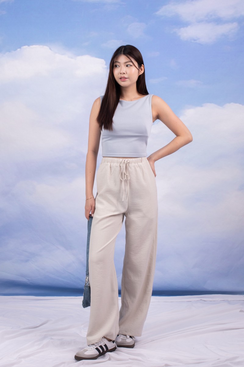 RESTOCK7: Paddle Padded Boat-Neck Top in Blue