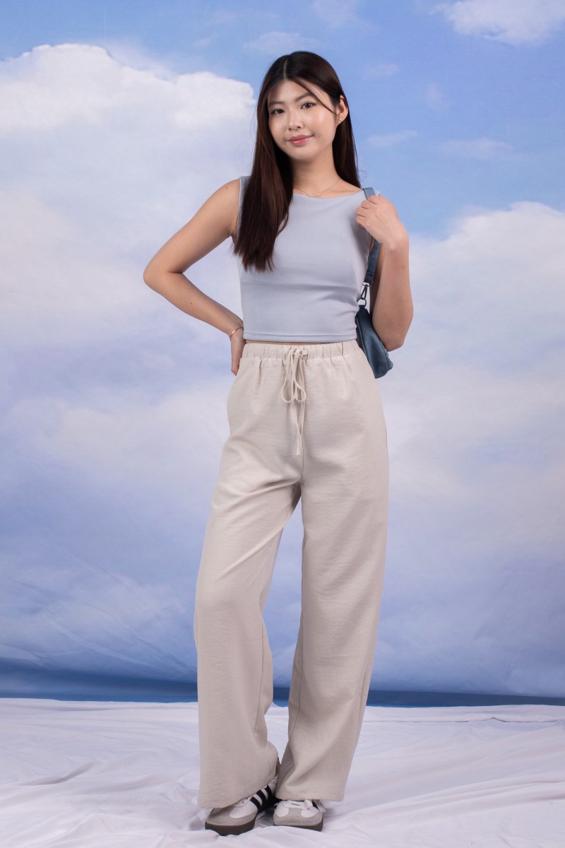 RESTOCK7: Paddle Padded Boat-Neck Top in Blue