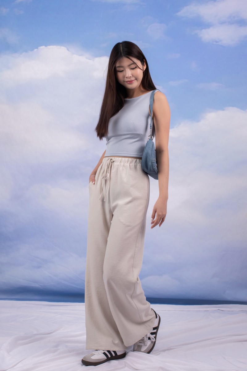 RESTOCK7: Paddle Padded Boat-Neck Top in Blue