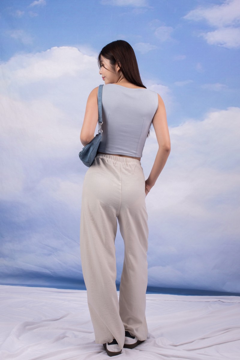 RESTOCK7: Paddle Padded Boat-Neck Top in Blue
