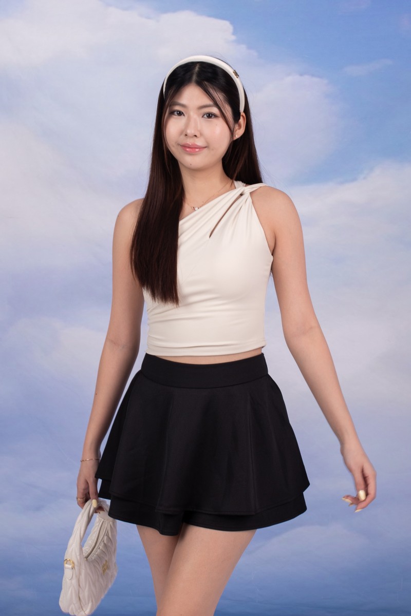 RESTOCK1: Essence Sculpted Toga Top in Vanilla