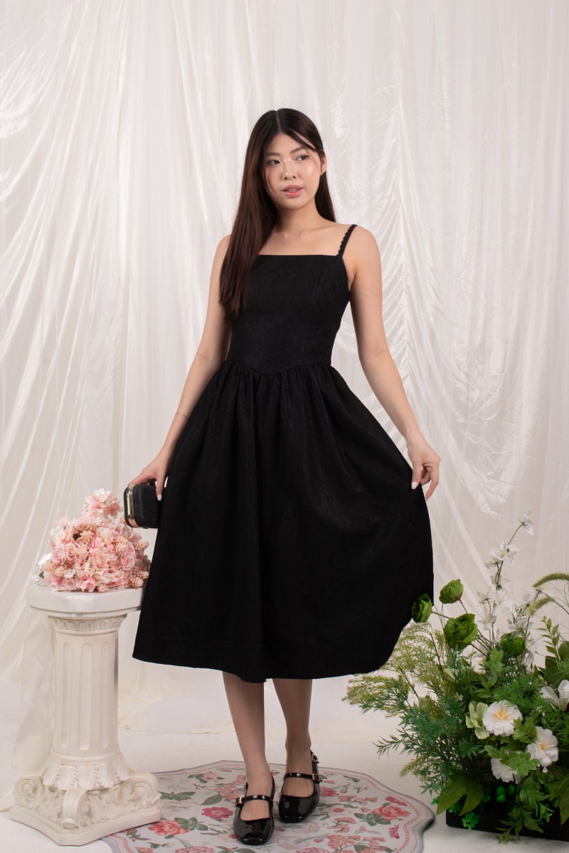 Bellora Lace Midi Dress in Black