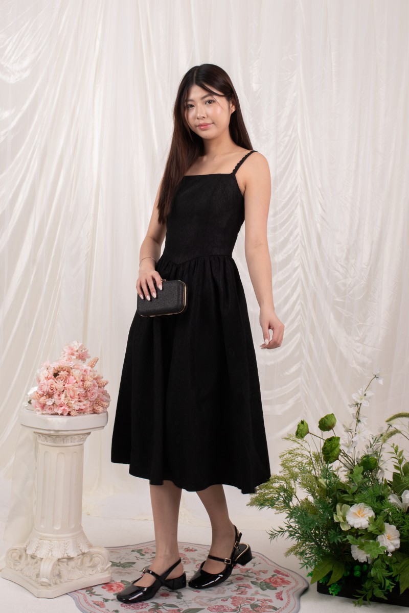 Bellora Lace Midi Dress in Black