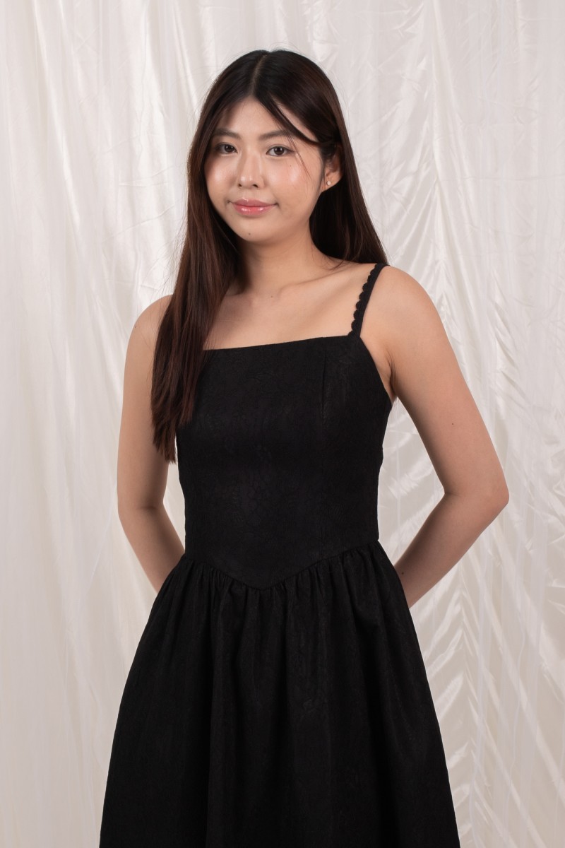 Bellora Lace Midi Dress in Black