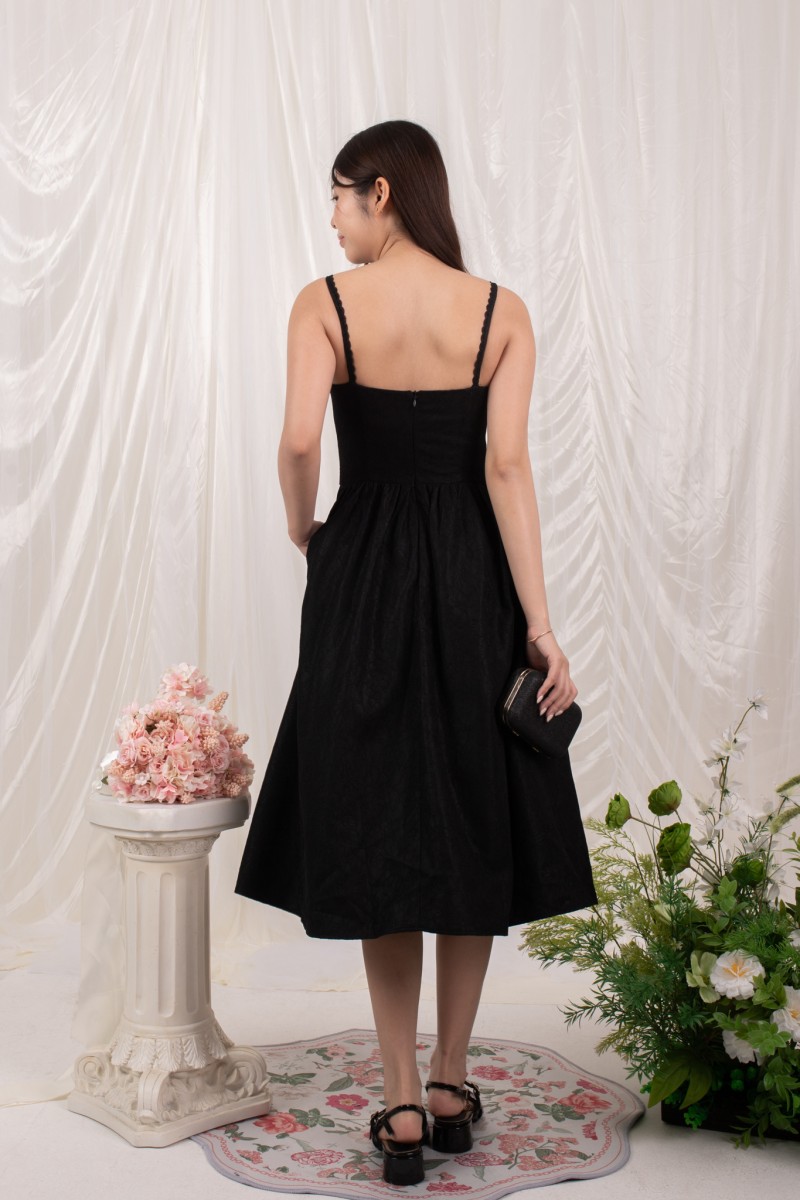 Bellora Lace Midi Dress in Black