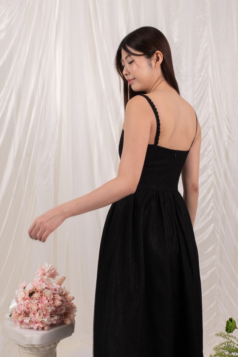 Bellora Lace Midi Dress in Black