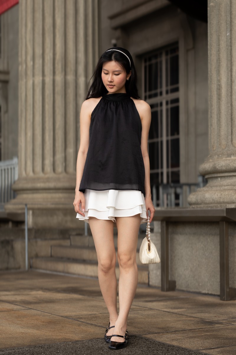 Amora Ribbon Top in Black