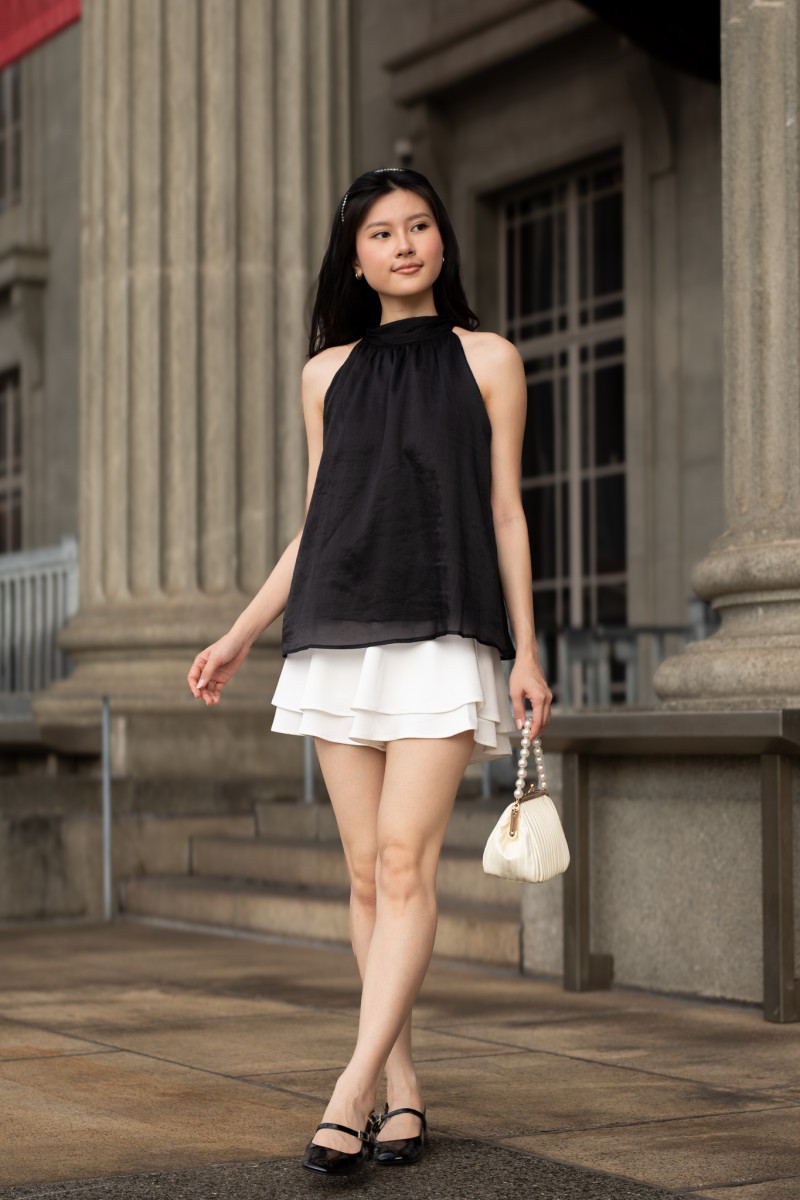 Amora Ribbon Top in Black