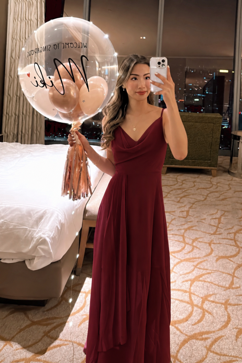 RESTOCK7: Zoie Cowl Maxi Dress in Wine Red