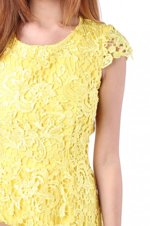 Lourdes Crochet Dress in Sunshine Yellow