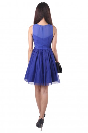 Chera Tulle Dress in Cobalt Blue
