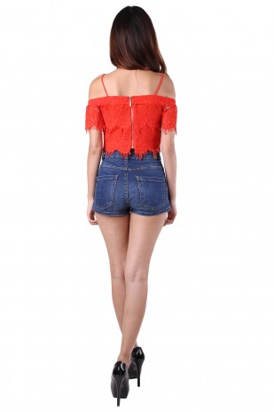 Anise Off Shoulder Top in Coral