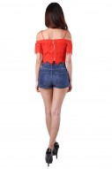 Anise Off Shoulder Top in Coral