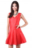 Vicky Flare Dress in Red